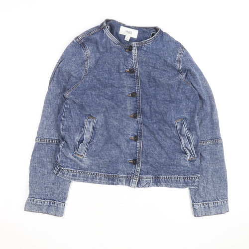 Marks and Spencer Womens Blue Denim Button Jacket Size 6 Casual
