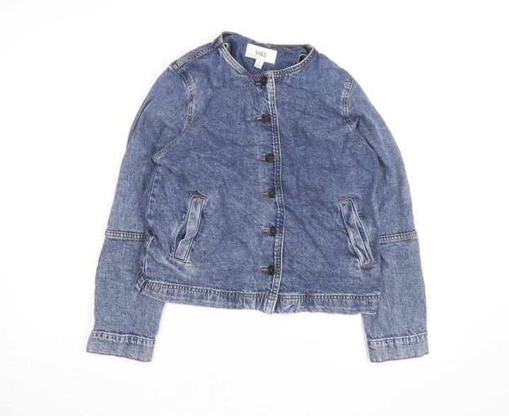 Marks and Spencer Womens Blue Denim Button Jacket Size 6 Casual