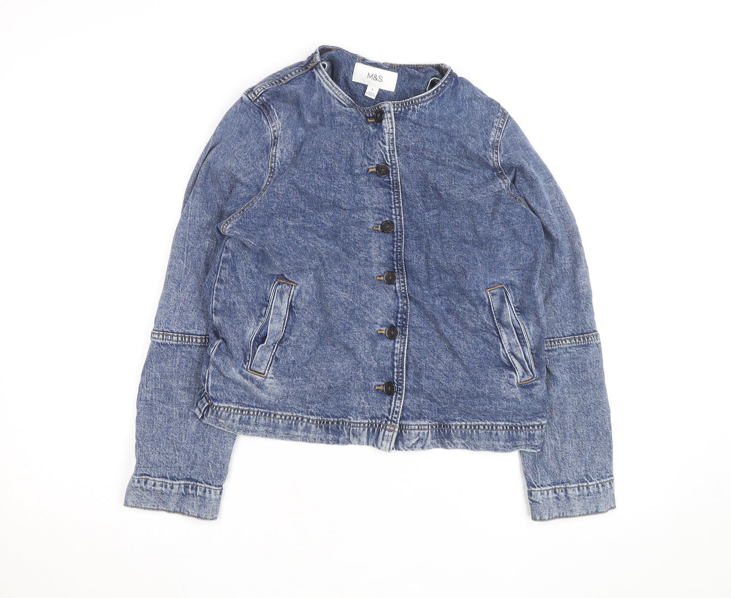 Marks and Spencer Womens Blue Denim Button Jacket Size 6 Casual
