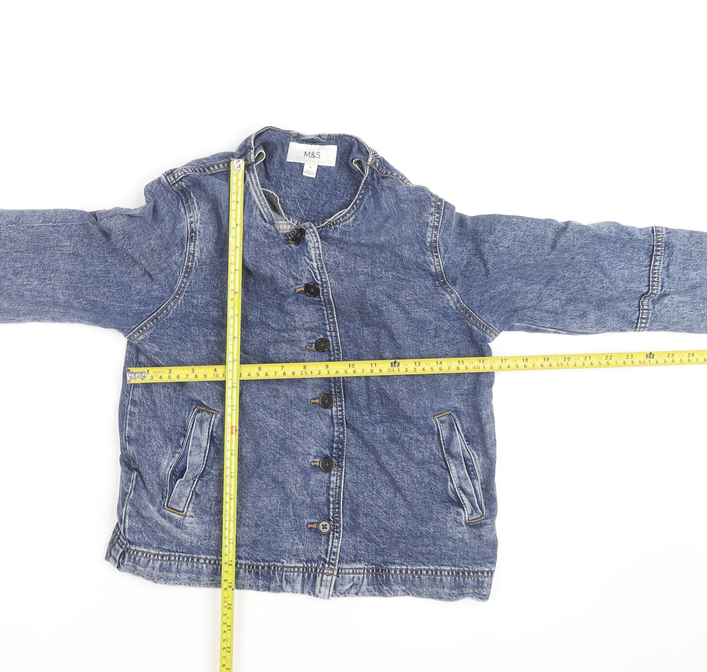 Marks and Spencer Womens Blue Denim Button Jacket Size 6 Casual