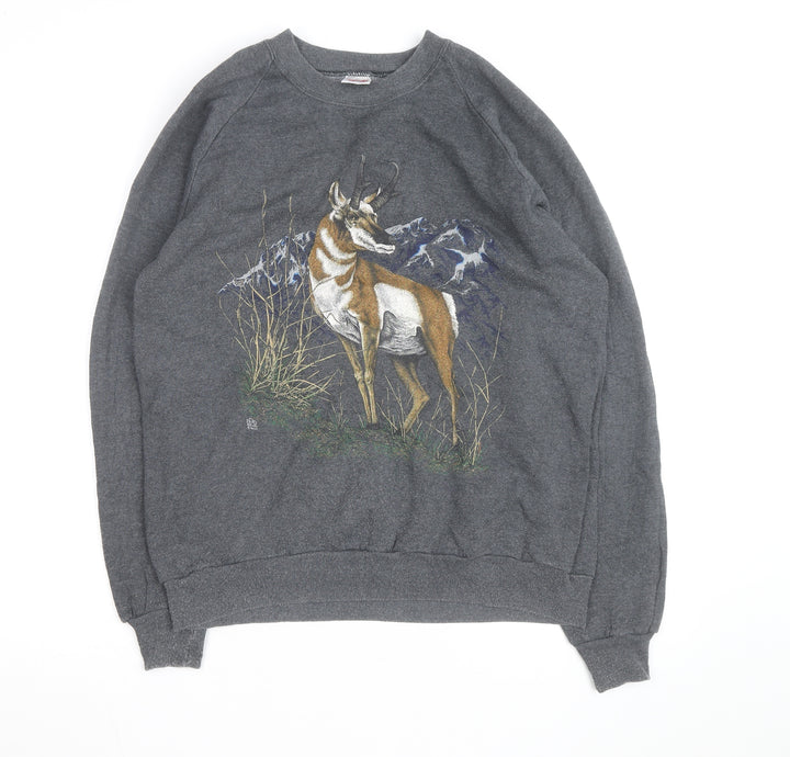Jerzees Men’s Grey XL Graphic Animal Nature Pullover Sweatshirt