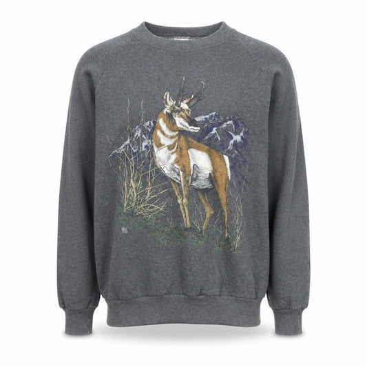 Front view of Jerzees Men’s Grey XL Graphic Animal Nature Pullover Sweatshirt