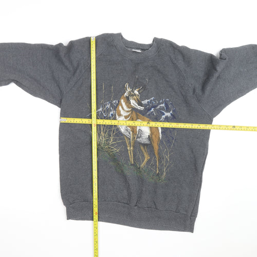 Jerzees Men’s Grey XL Graphic Animal Nature Pullover Sweatshirt