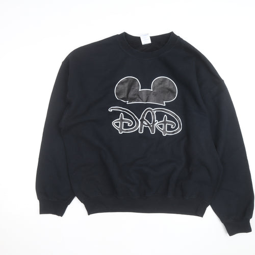 Gildan Men's Black 'Dad' Cartoon Graphic Pullover Sweatshirt XL