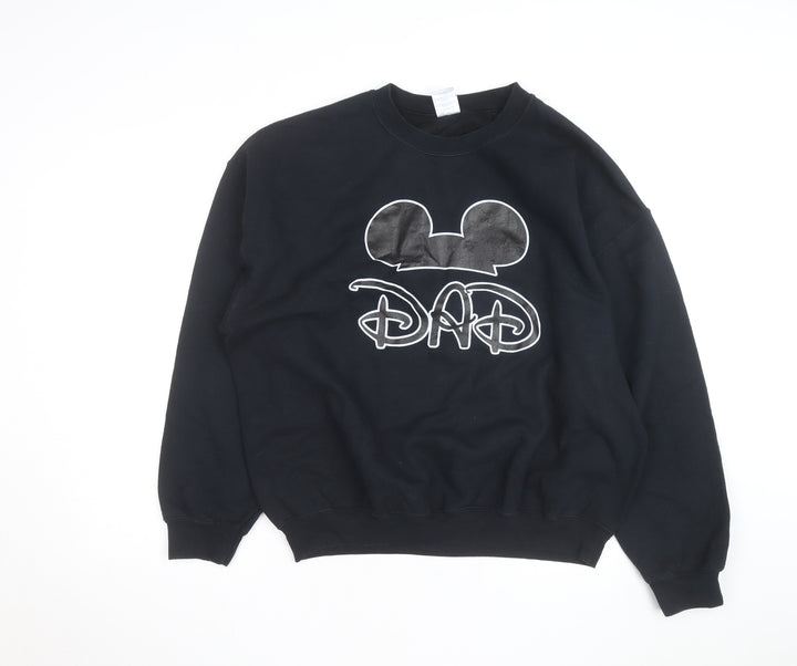 Gildan Men's Black 'Dad' Cartoon Graphic Pullover Sweatshirt XL