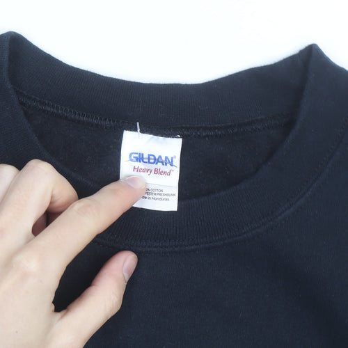 Gildan Men's Black 'Dad' Cartoon Graphic Pullover Sweatshirt XL