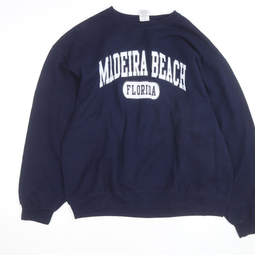 Jerzees Men's Blue Madeira Beach Florida XL Pullover Sweatshirt