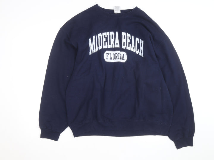 Jerzees Men's Blue Madeira Beach Florida XL Pullover Sweatshirt