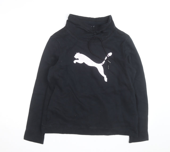 Puma Womens Black Size 14 Pullover Sweatshirt with Logo Design