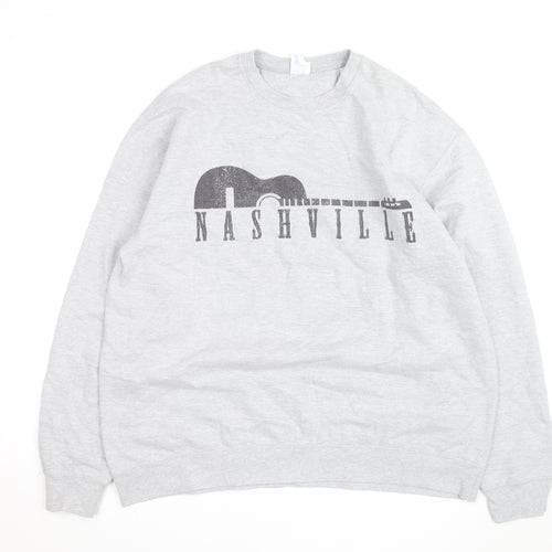 Port & Company Men's Grey XL Nashville Music Graphic Pullover Sweatshirt
