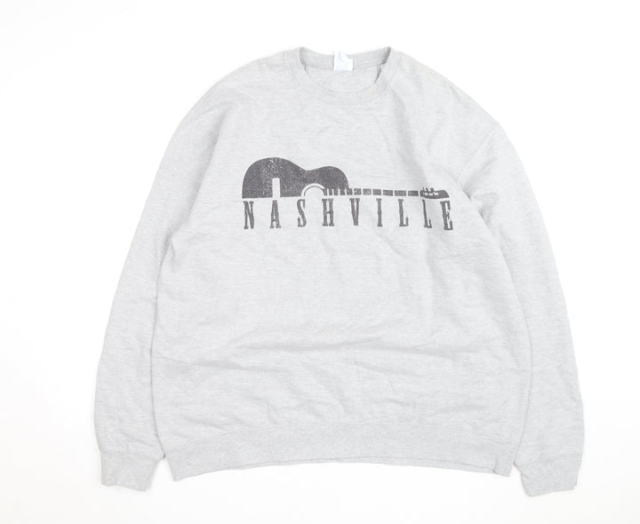 Port & Company Men's Grey XL Nashville Music Graphic Pullover Sweatshirt