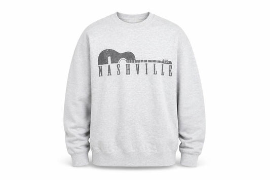 Front view of Port & Company Men's Grey XL Nashville Music Graphic Pullover Sweatshirt