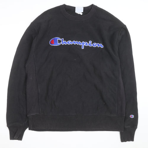 Champion Men's Black Reverse Weave Sweatshirt L Crew Neck Pullover