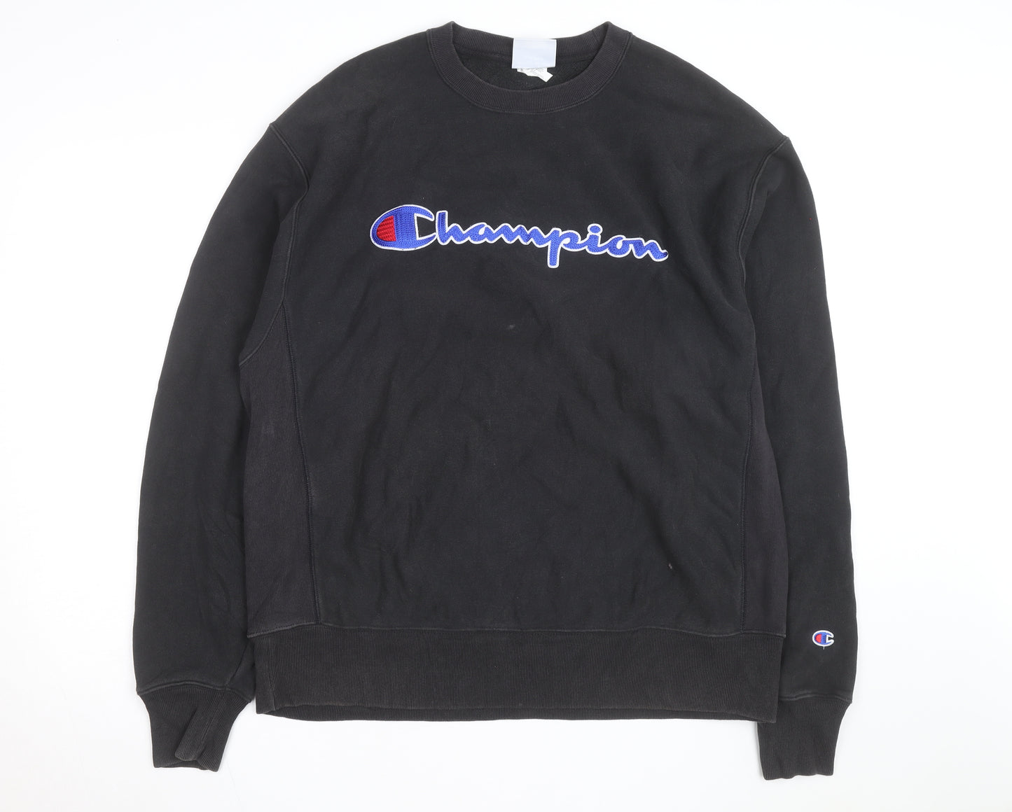 Champion Men's Black Reverse Weave Sweatshirt L Crew Neck Pullover