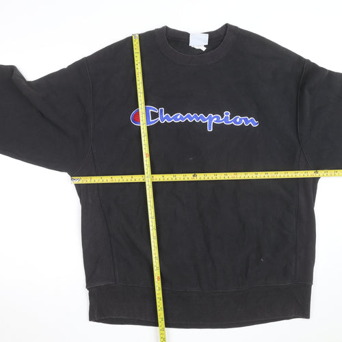 Champion Men's Black Reverse Weave Sweatshirt L Crew Neck Pullover
