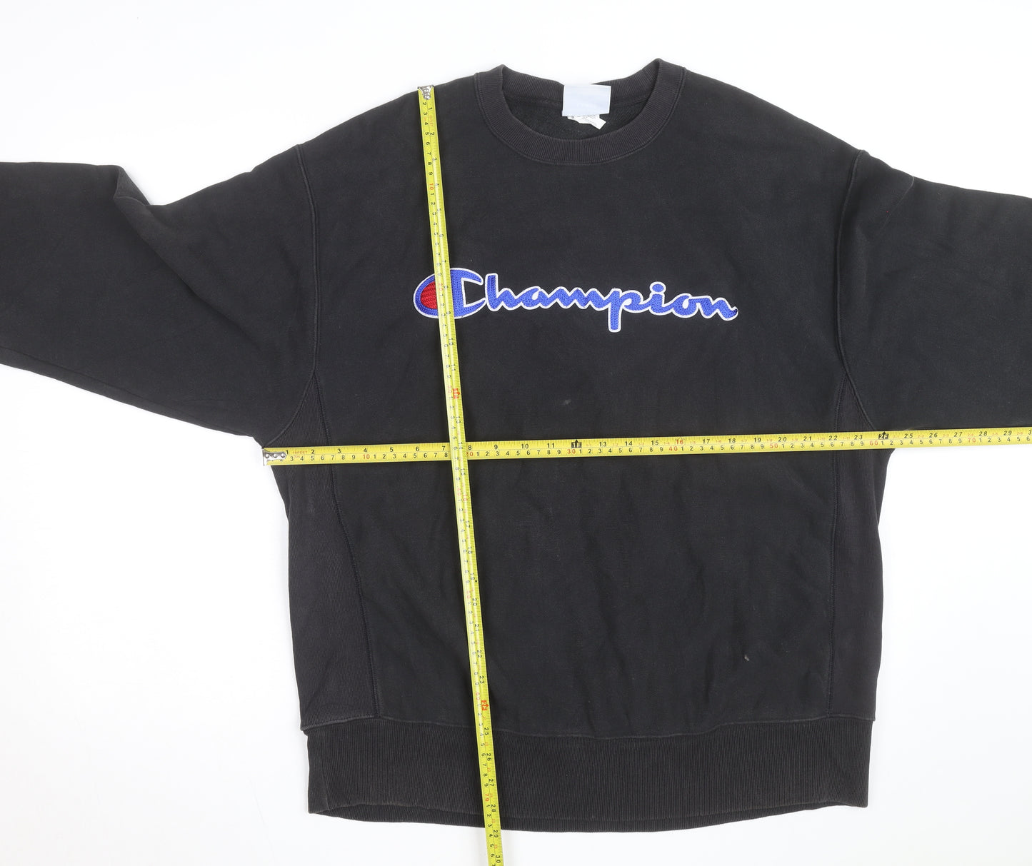 Champion Men's Black Reverse Weave Sweatshirt L Crew Neck Pullover