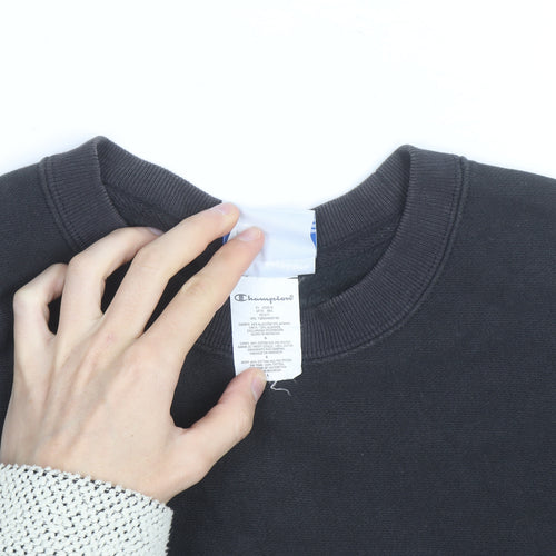 Champion Men's Black Reverse Weave Sweatshirt L Crew Neck Pullover
