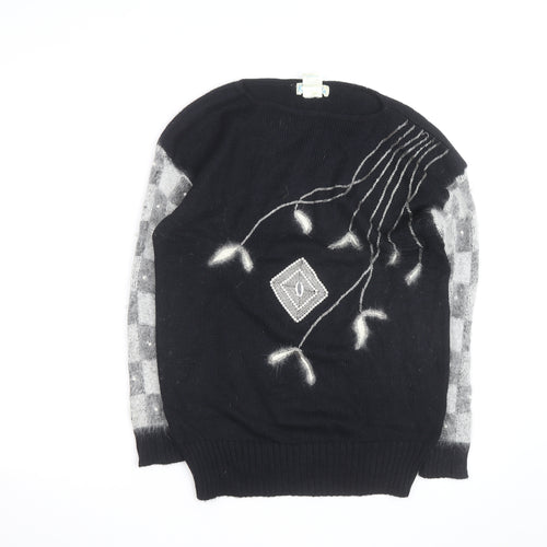 Kroshetta Womens Black Angora Blend Knit Pullover Jumper M