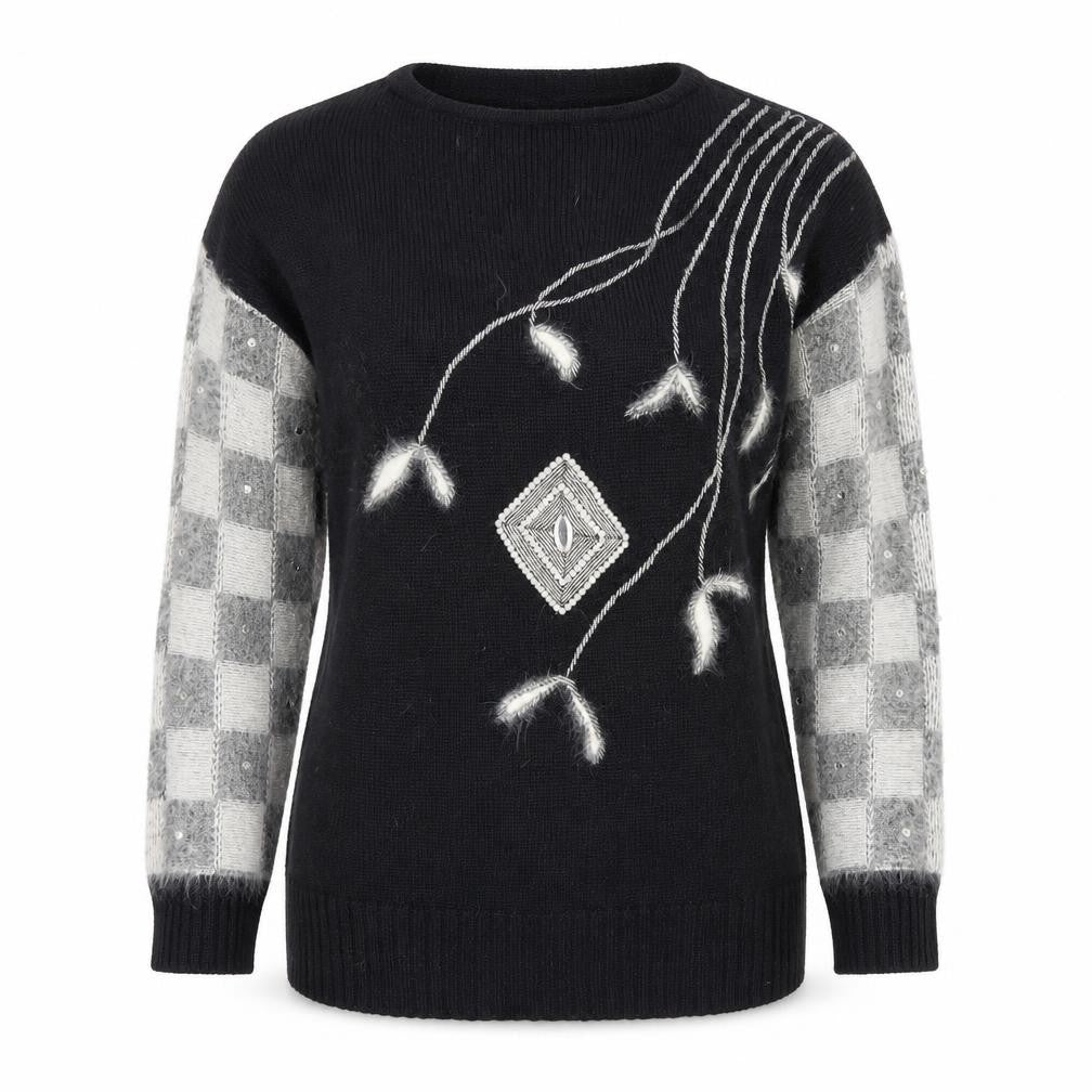 Front view of Kroshetta women’s black angora blend knit jumper m