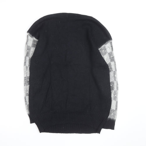 Kroshetta Womens Black Angora Blend Knit Pullover Jumper M