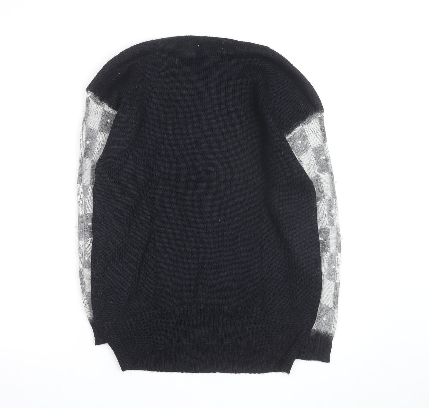 Kroshetta Womens Black Angora Blend Knit Pullover Jumper M