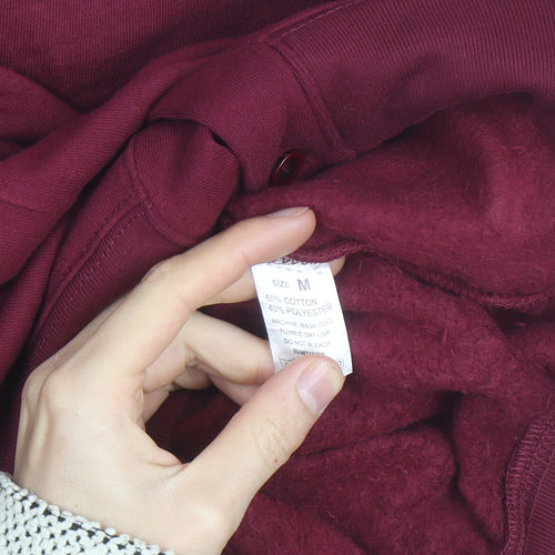 UNIK Women's Burgundy Embroidered Floral Cardigan M Cotton Blend