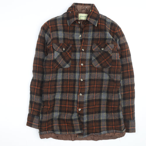 St. John’s Bay Men Brown Check Wool Quilted Flannel Jacket Size M