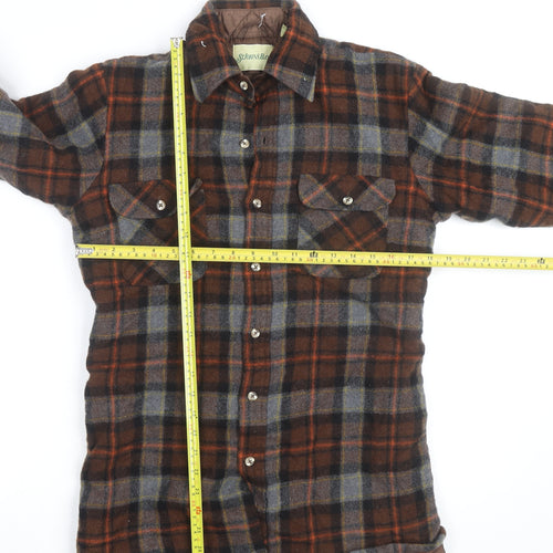 St. John’s Bay Men Brown Check Wool Quilted Flannel Jacket Size M