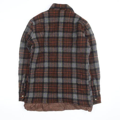 St. John’s Bay Men Brown Check Wool Quilted Flannel Jacket Size M