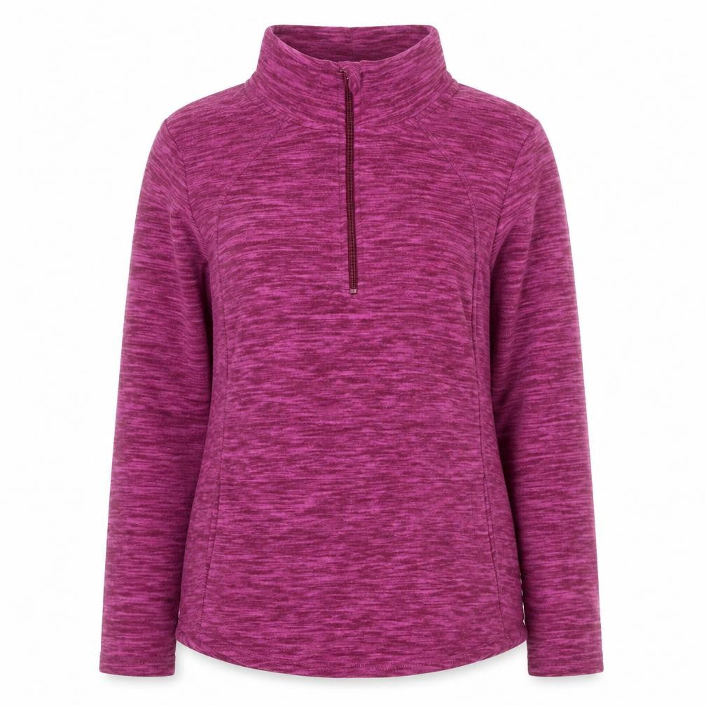 Front view of St. John's Bay Women's Purple 1/4 Zip Pullover Sweatshirt, size M