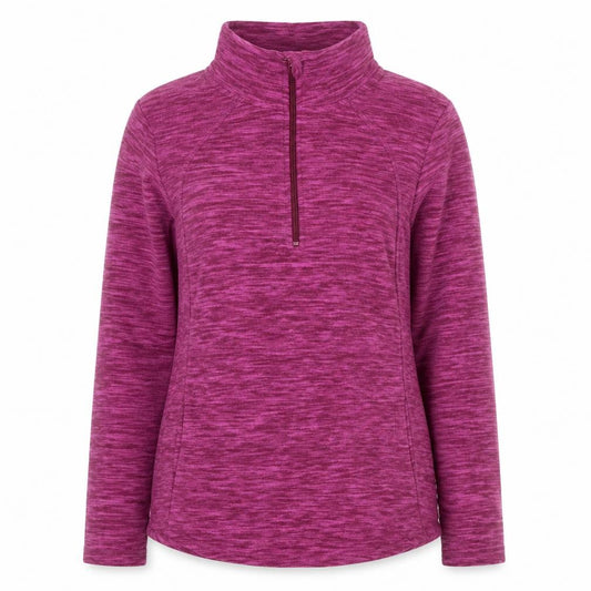 Front view of St. John's Bay Women's Purple 1/4 Zip Pullover Sweatshirt, size M