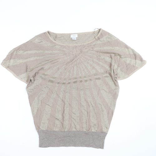 Jaclyn Smith Women’s Beige Knit Short Sleeve Blouse Size L