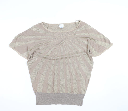 Jaclyn Smith Women’s Beige Knit Short Sleeve Blouse Size L