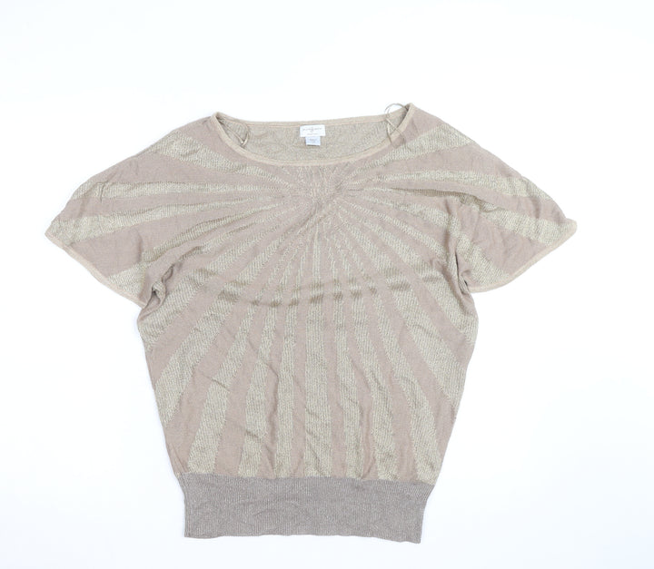 Jaclyn Smith Women’s Beige Knit Short Sleeve Blouse Size L
