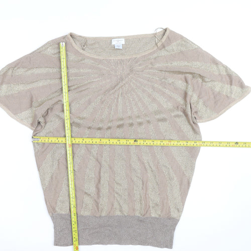 Jaclyn Smith Women’s Beige Knit Short Sleeve Blouse Size L