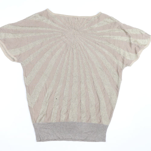Jaclyn Smith Women’s Beige Knit Short Sleeve Blouse Size L