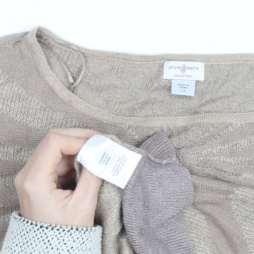 Jaclyn Smith Women’s Beige Knit Short Sleeve Blouse Size L