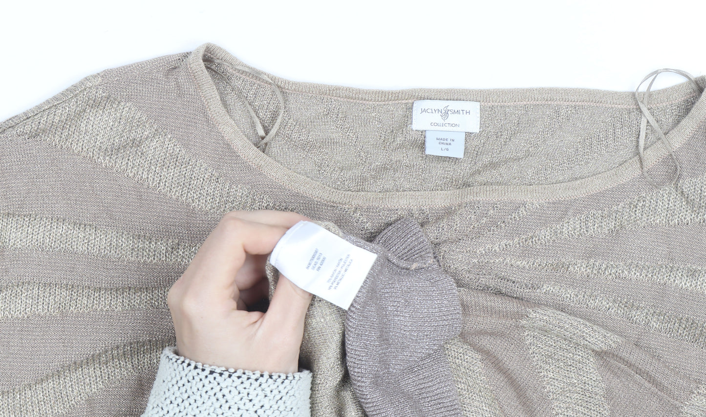 Jaclyn Smith Women’s Beige Knit Short Sleeve Blouse Size L