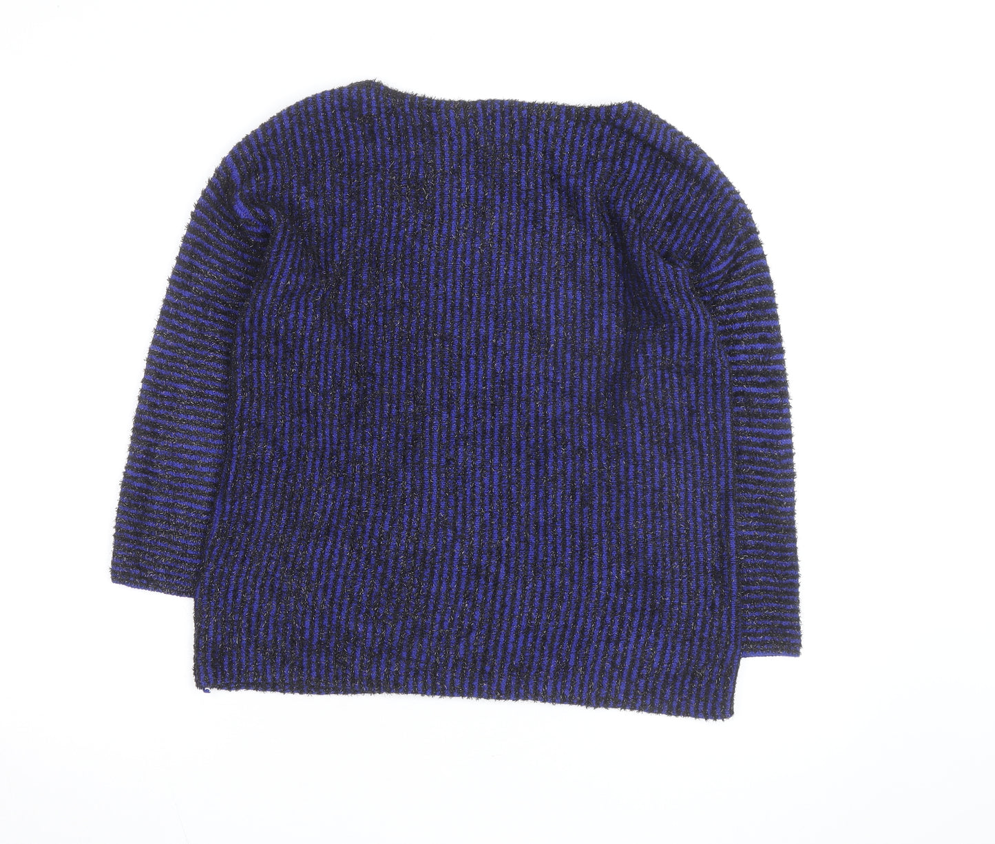 Ruby Rd. Women's Blue Black Striped Beaded Knit Jumper Size M