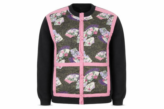 Front view of Lee Women’s Black Floral Cardigan XL Vintage Crew Neck Long Sleeve