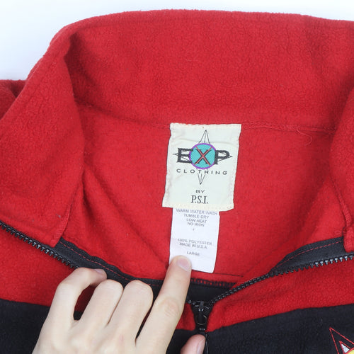 EXP Clothing Men's Red Black Fleece Pullover Sweatshirt Size L