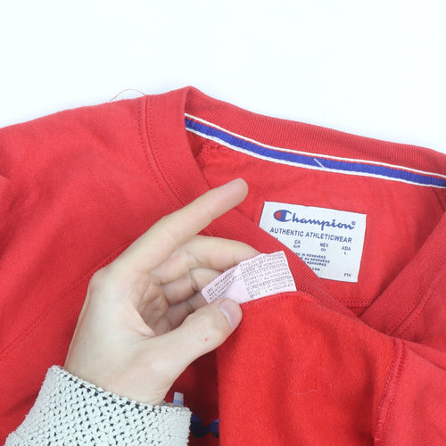 Champion Men's Red Crew Neck Pullover Sweatshirt Size L
