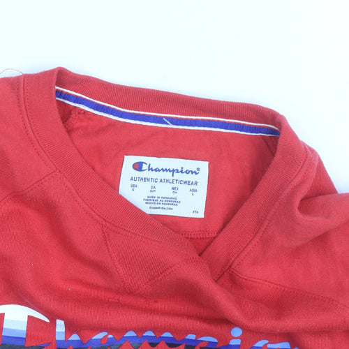 Champion Men's Red Crew Neck Pullover Sweatshirt Size L