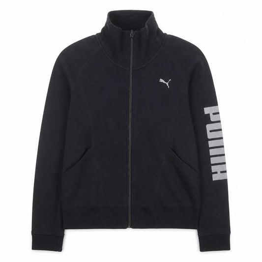 Front view of Puma Men's Black Full Zip High Neck Sweatshirt L Sportswear