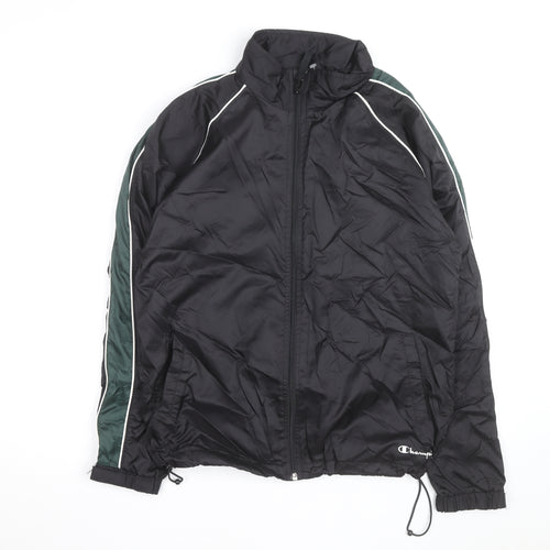 Champion Men's Black Windbreaker Jacket L Lightweight Full Zip
