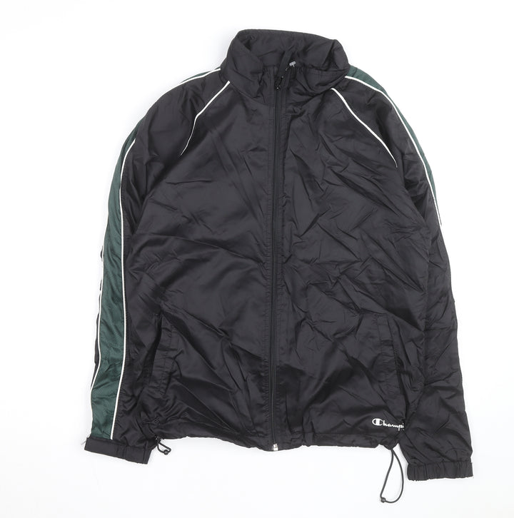 Champion Men's Black Windbreaker Jacket L Lightweight Full Zip