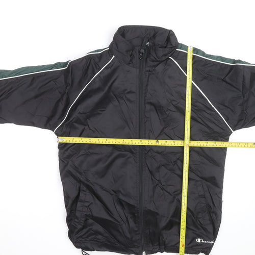 Champion Men's Black Windbreaker Jacket L Lightweight Full Zip