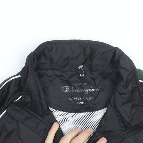 Champion Men's Black Windbreaker Jacket L Lightweight Full Zip