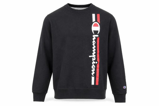 Front view of Champion Men's Black L Pullover Crew Neck Sweatshirt