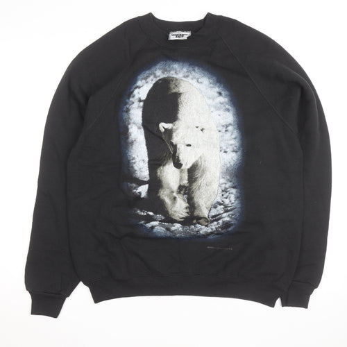 Lee Men’s Black Polar Bear Graphic Print Vintage Sweatshirt L